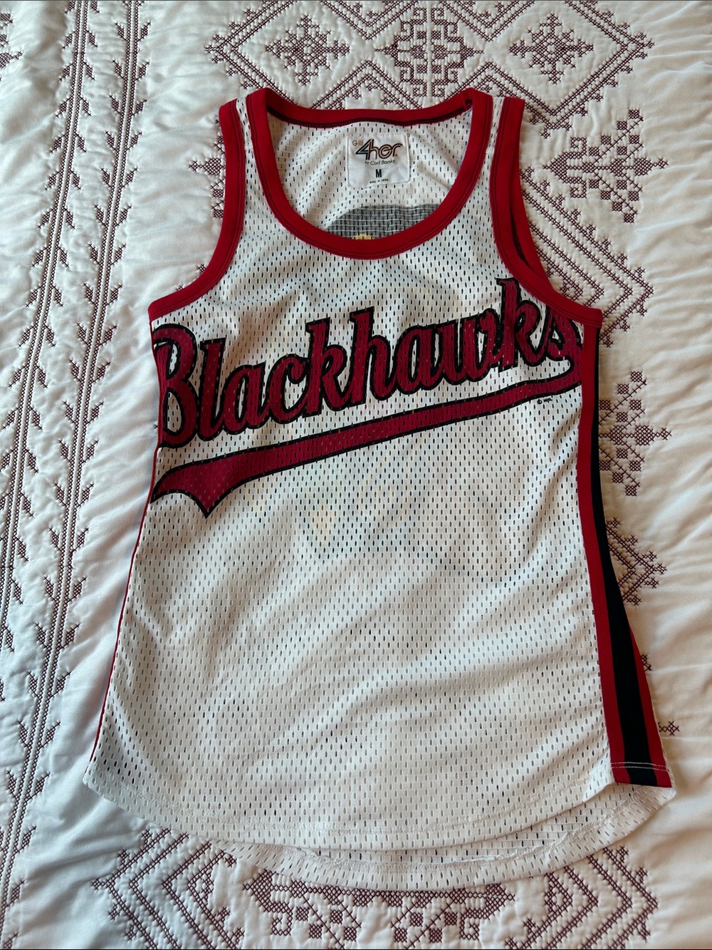 G-III 4her by Carl Banks Chicago Blackhawks Women's White Mesh Tank
